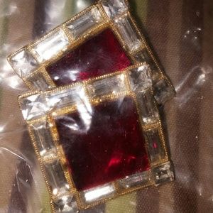 Red Square Earrings